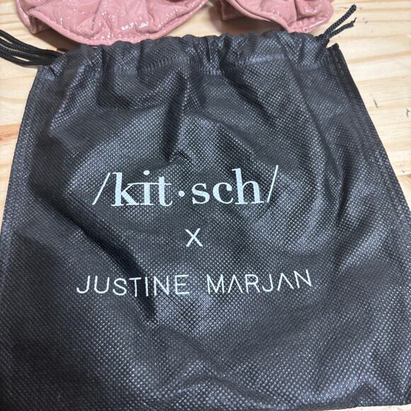 Kitsch X Justine Marjan 2 Pc Set Womens Plain Patent Hair Scrunchie Set Blush - Picture 4 of 5